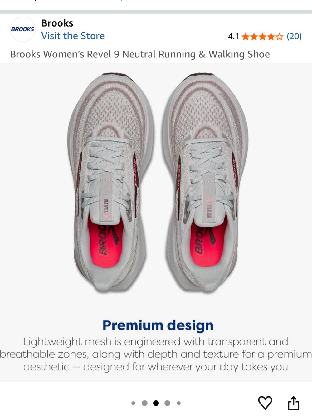 Brooks Women's White and Mauve-Pink- red- burgundy- Running Shoe - Picture 10 of 13